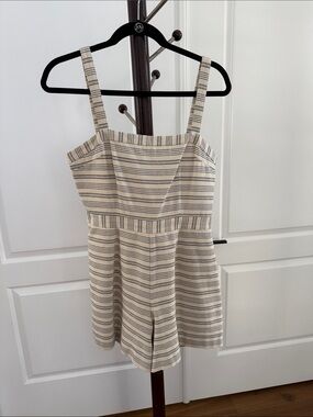 Paper Crown Cream and Navy Striped women’s romper